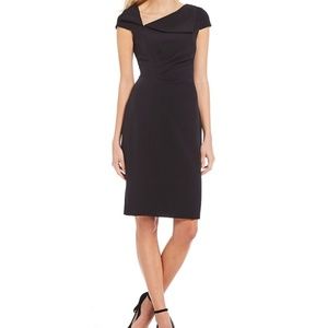 Tahari ASL Envelope Collar Cap Sleeve Dress